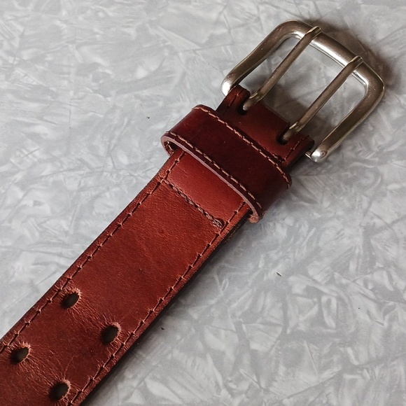 Leather belt~ brown w/ double holes - Picture 2 of 9
